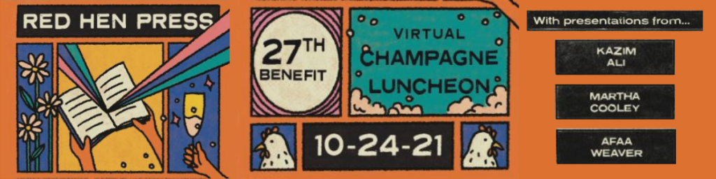 Orange banner showing details of the 27th Benefit