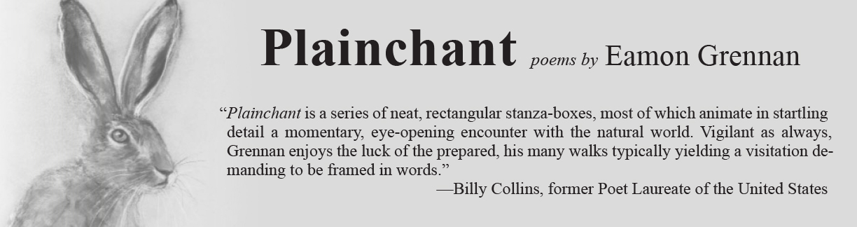 Promotional graphic promoting Plainchant by Eamon Grennan