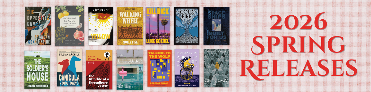 Red Hen Press 2026 new releases on a banner graphic with red checkered background.